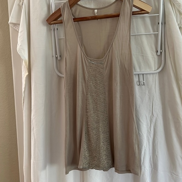 Willow and Clay Sequined Tank Top Size L Clay/Beige 100% Viscose/Polyester - Picture 1 of 9